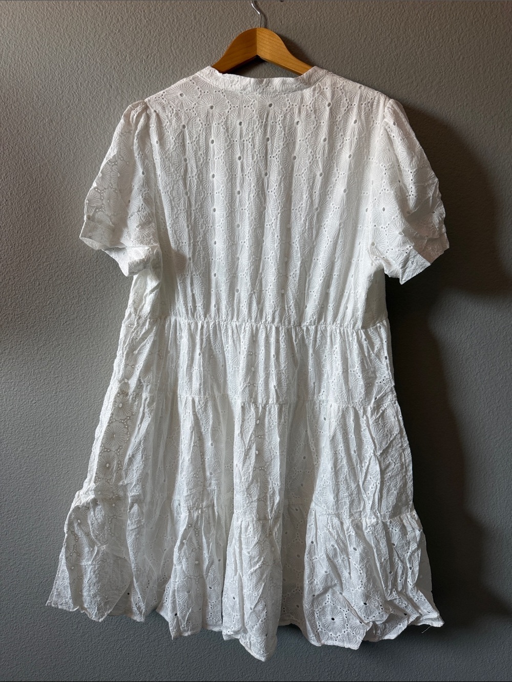 White Eyelet V-Neck Tiered Summer Dress - Picture 2 of 3